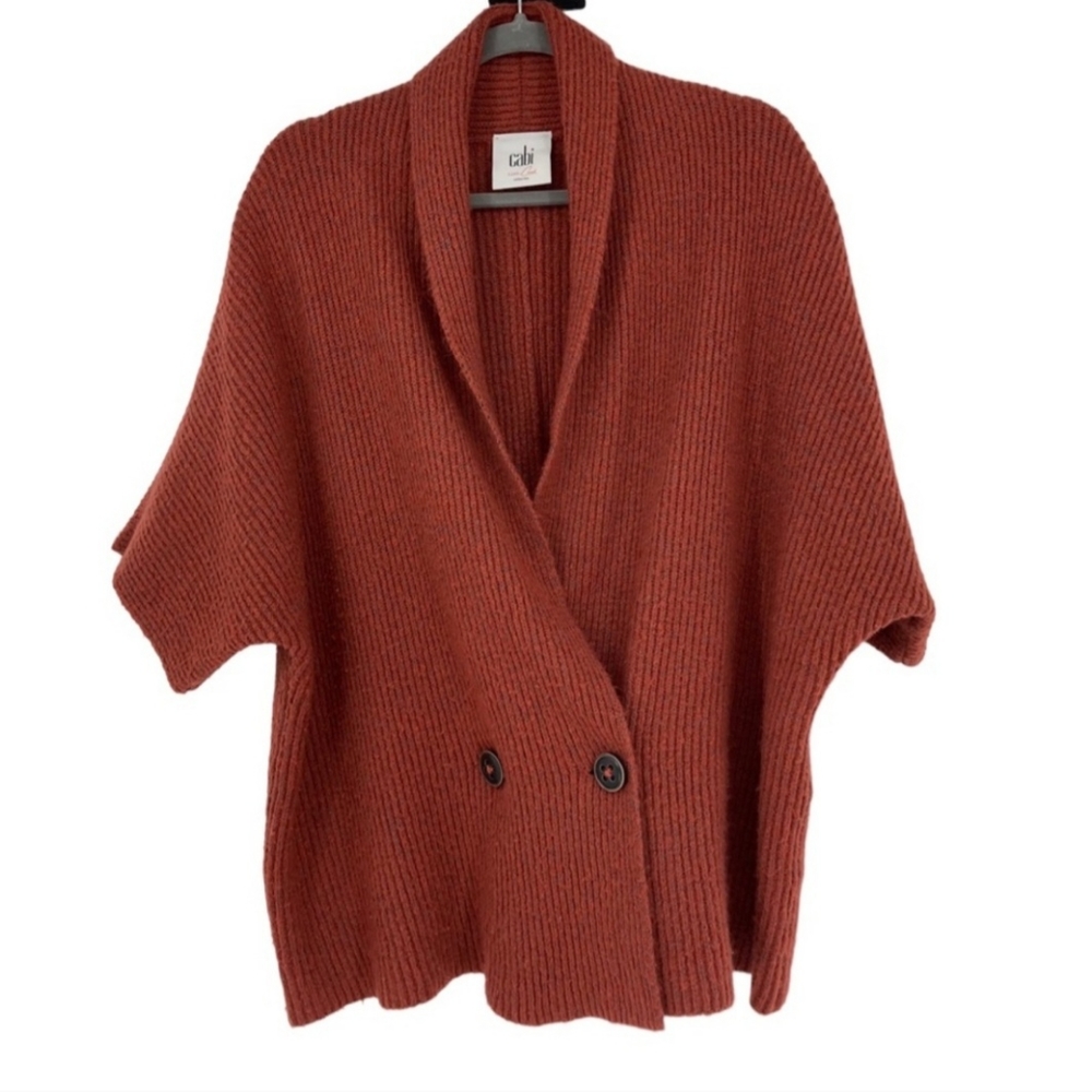 Cabi Size Large Style 3162 Rust Colored Rosewood Boxy Cardigan Sweater